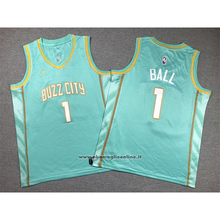 Maglia Bambino Charlotte Hornets LaMelo Ball #1 Citta 2023-24 Verde